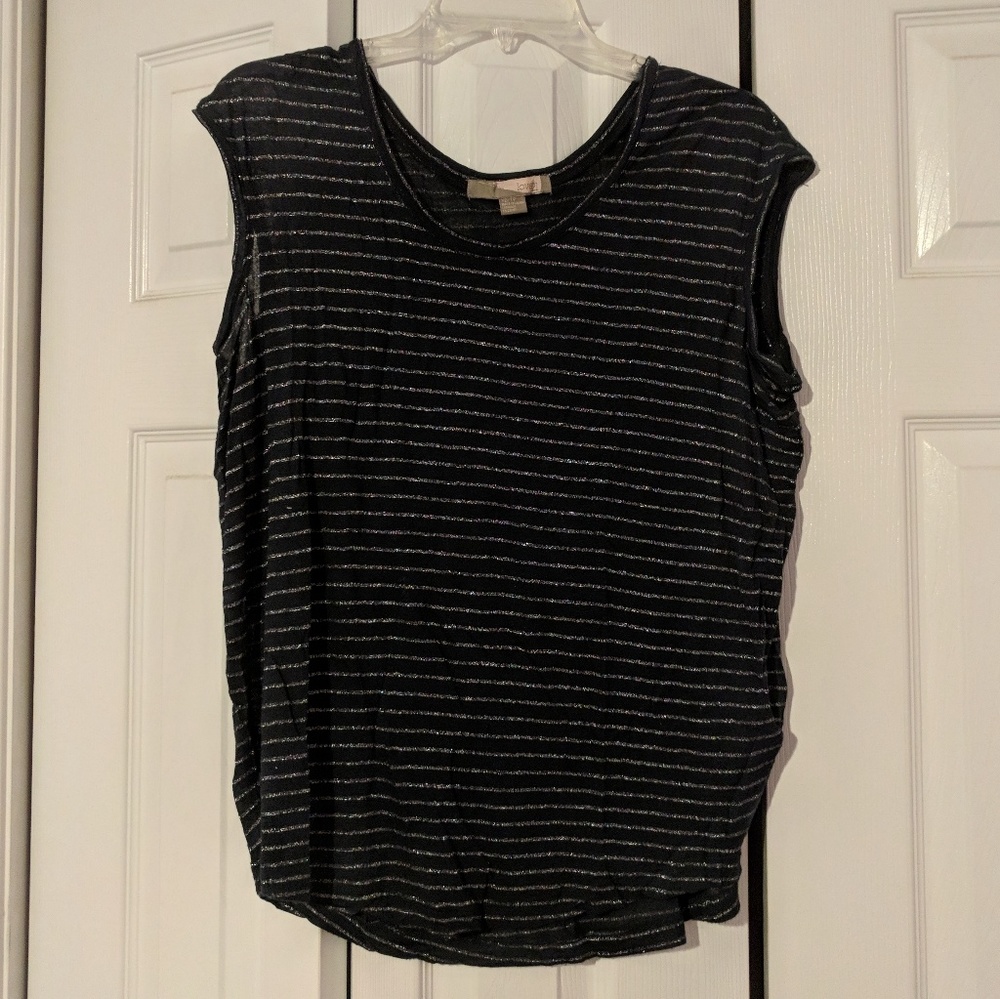 Flowy navy with sparkly stripes shirt